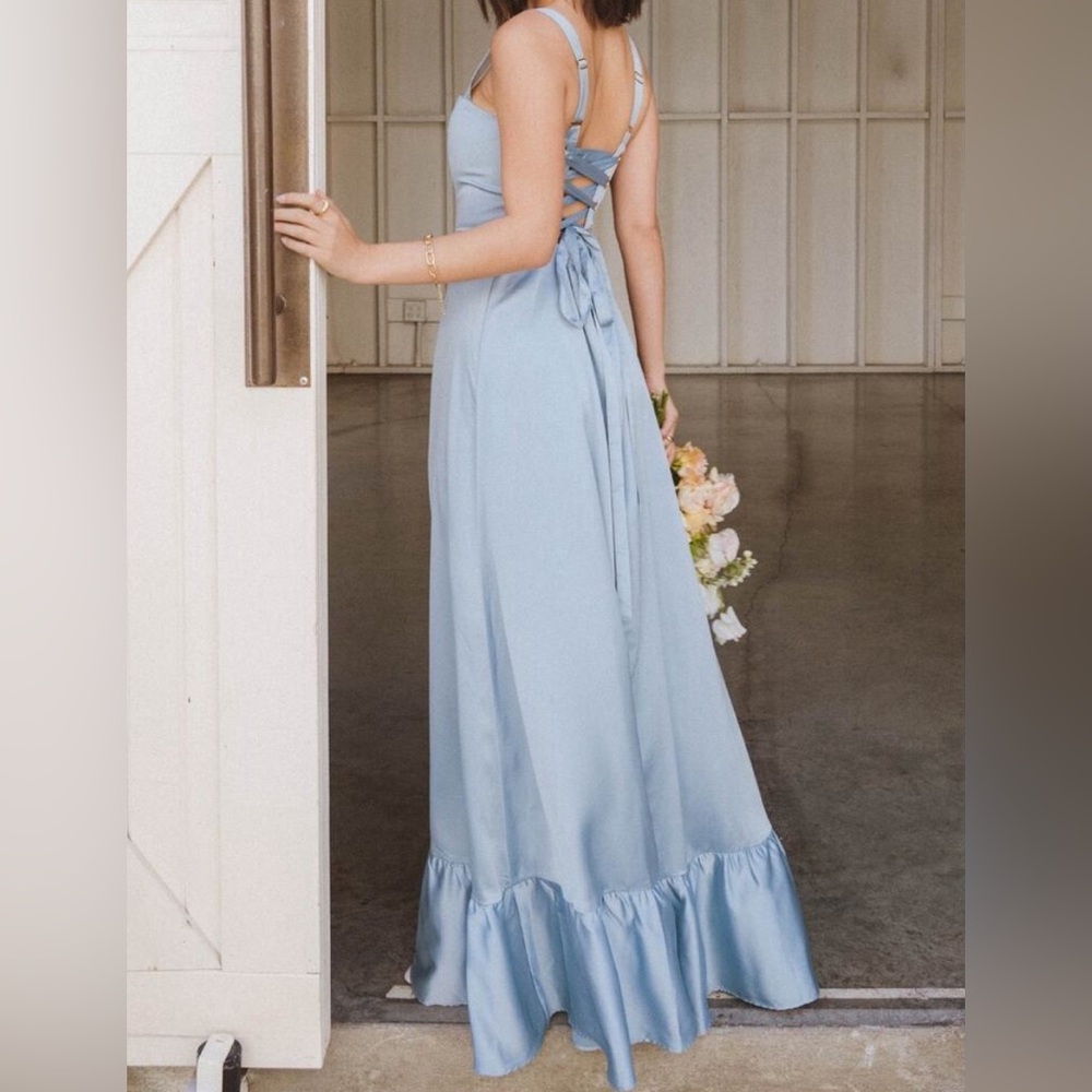 Show Me Your MuMu | Clarissa Corset Dress |Steel Blue Luxe Satin
